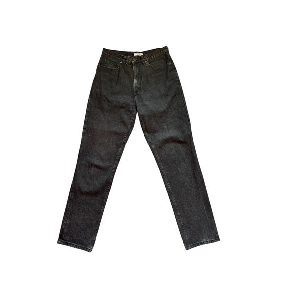 Vintage Guess 32x34 Georges Marciano Jeans Black Denim Leather Trim Yoke - Picture 2 of 11